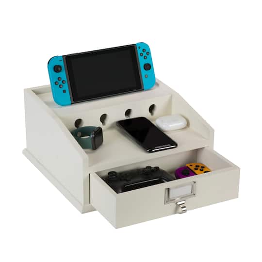 Organize It All White Charging Station With Drawer